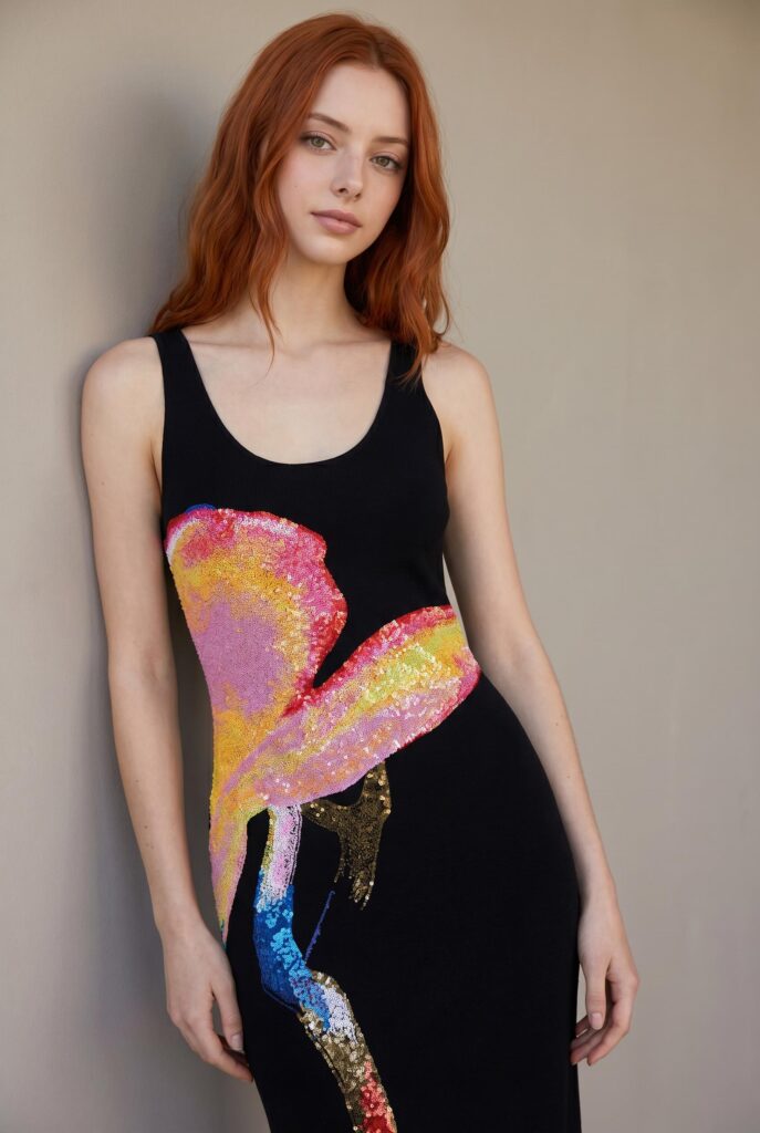 69eb3ca72a8950b311b1a2f6_final – WeShop AI Blog Photo Dress Changer result showing the same patterned black dress on an adult model