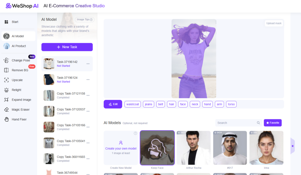 AI Video Generator in WeShop AI