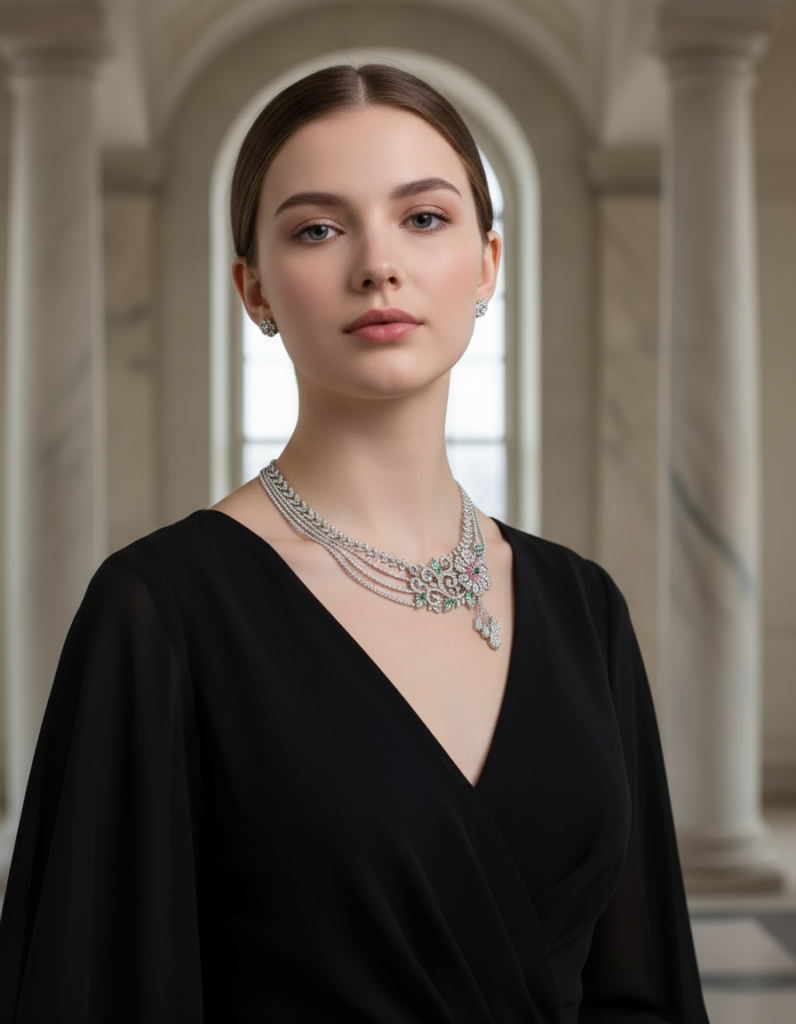 jewelry on ai model by weshop ai