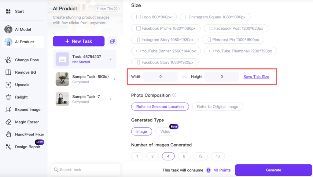 Save Custom Size by WeShop AI