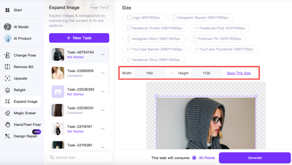 Save Custom Size by WeShop AI