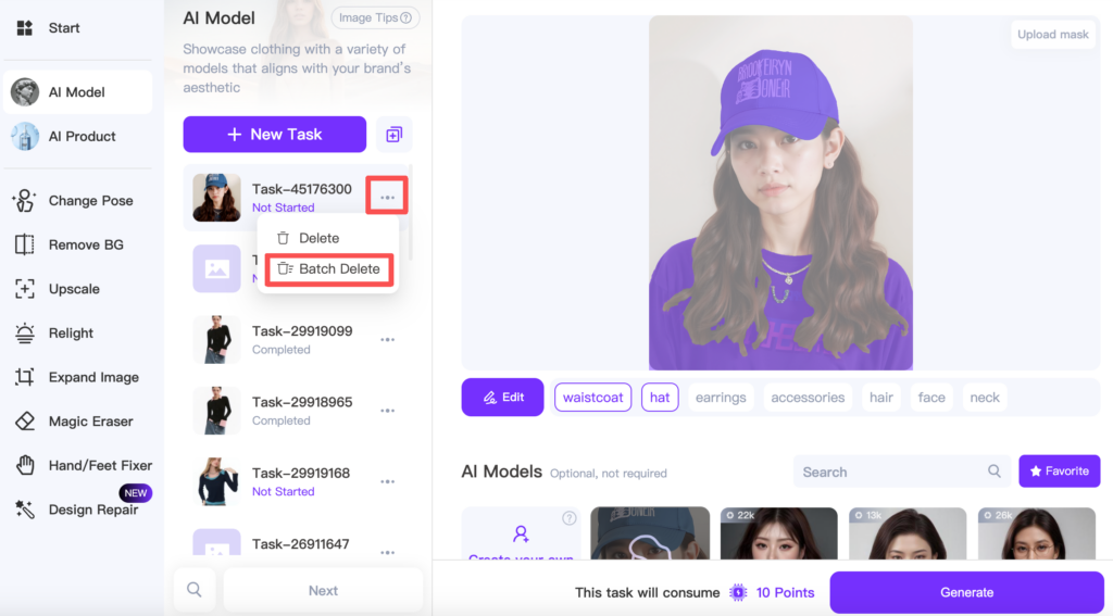 Batch Task Deletion by WeShop AI