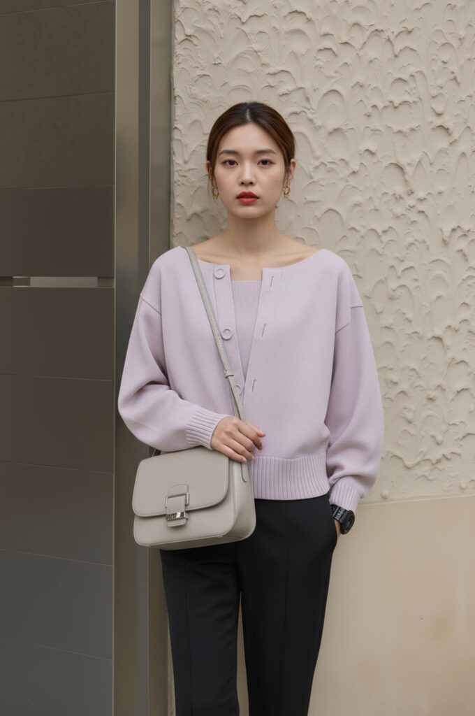 AI pose of a model holding a handbag