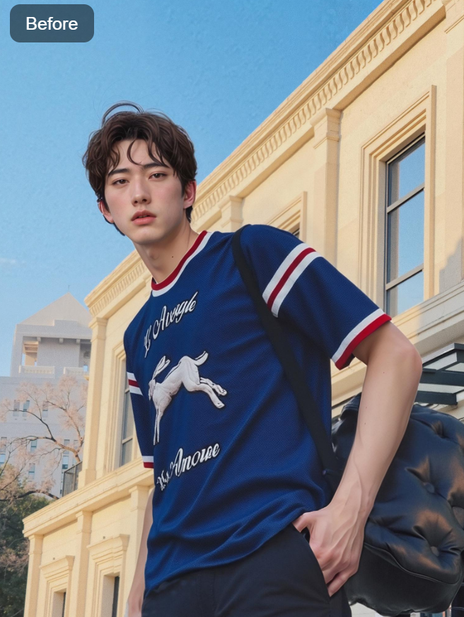 AI pose of a model holding a handbag