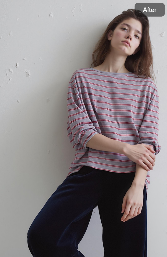 Example of a looking-up pose prompt in Weshop AI Pose Generator for natural and elegant results