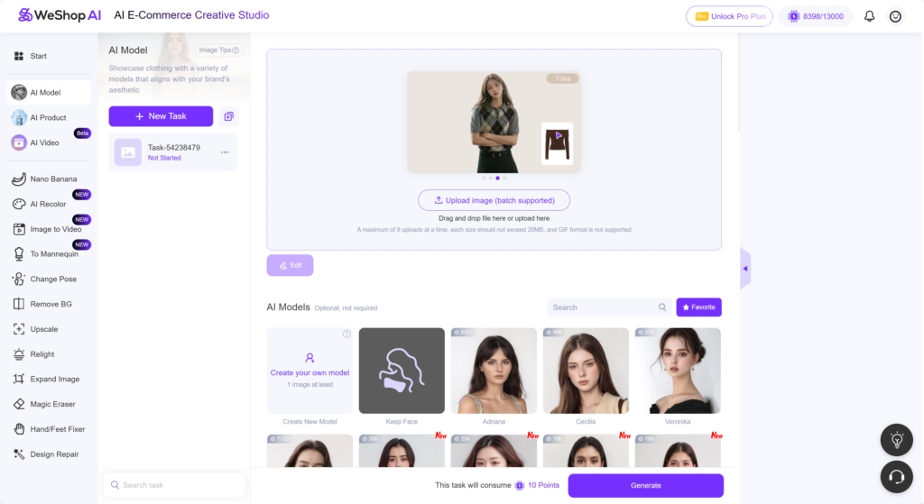 Weshop AI Model page