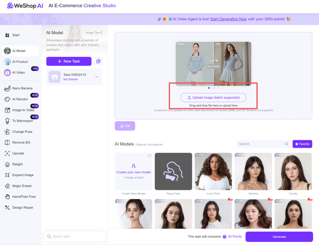 Weshop AI ai video page