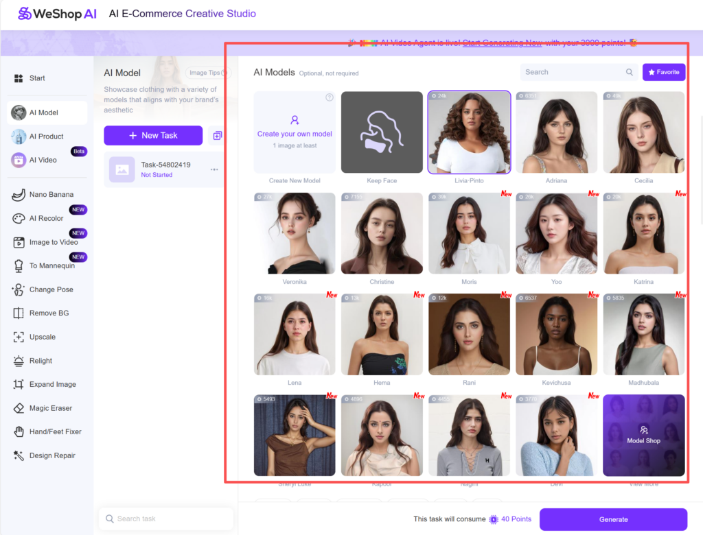 Weshop AI ai video page