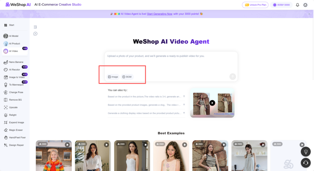 Weshop AI ai video page