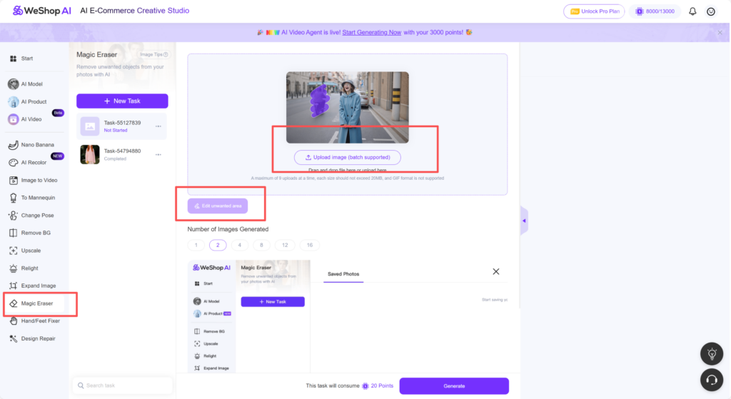 WeShop AI Magic Eraser webpage