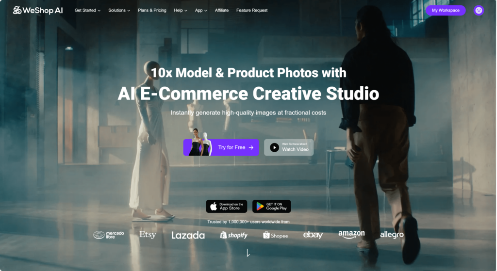 Weshop Main Page used as screenshot in comparison article about Weshop AI and Pixelcut AI