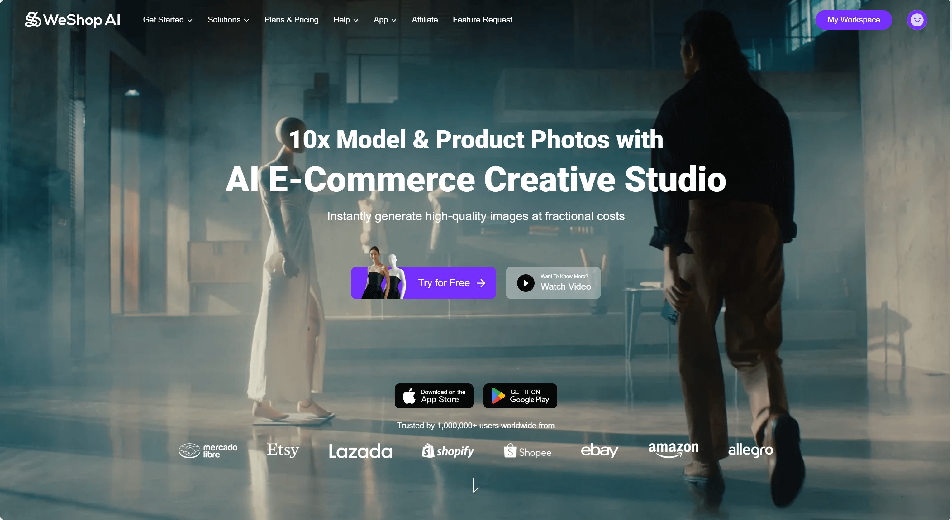 Weshop Main Page used as screenshot in comparison article about Weshop AI and Pixelcut AI