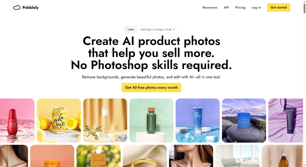 Pebblely AI Main Page