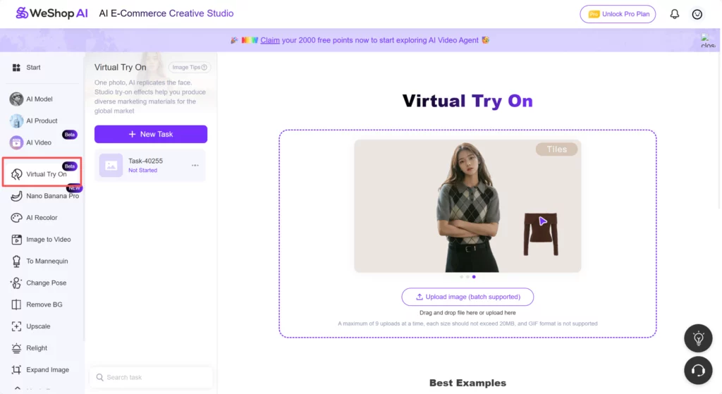 Virtual Try-On Agent web page
