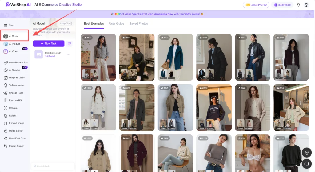 Weshop AI Model web page