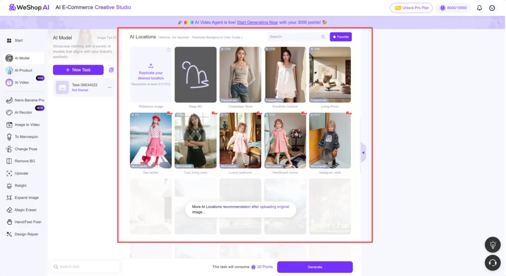 Weshop AI Model web page