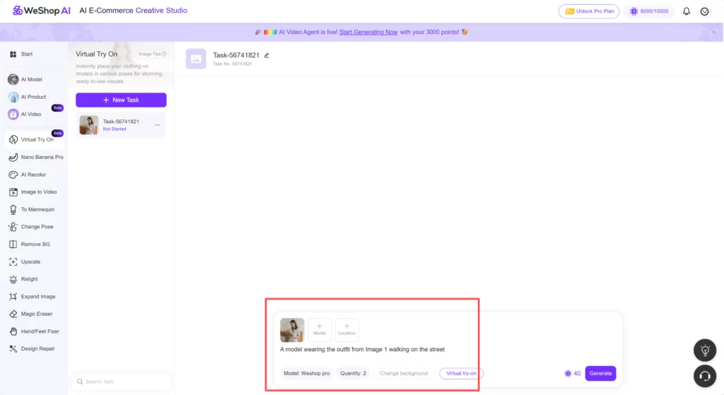 Virtual Try-On Agent web page