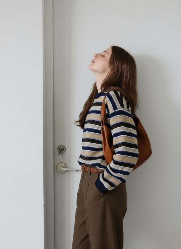 Example of a looking-up pose prompt in Weshop AI Pose Generator for natural and elegant results