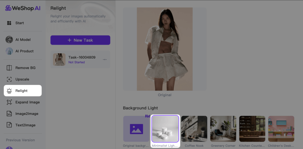 ai relight weshop ai workspace