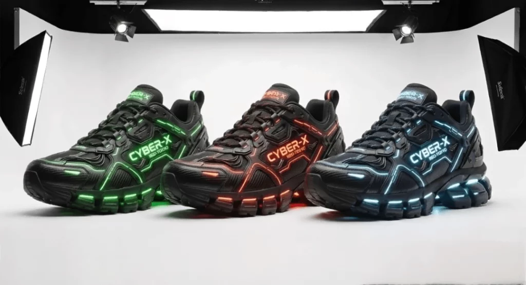 color variations on cyberpunk sneaker by google nano banana 2