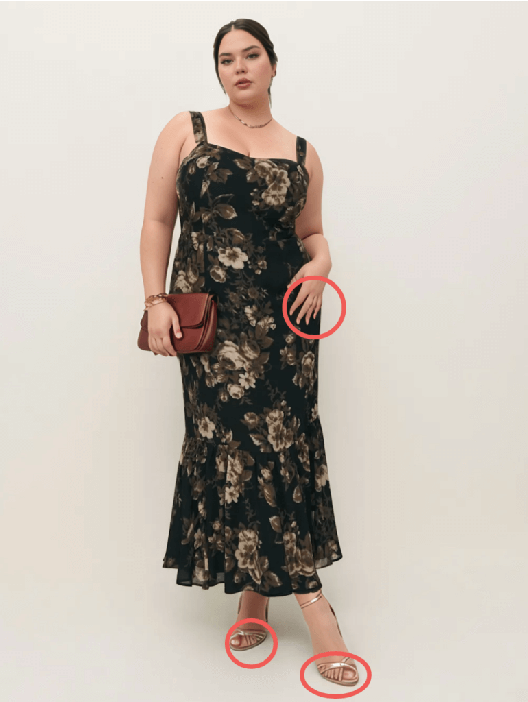 ai hand and feet problem image  plus size model