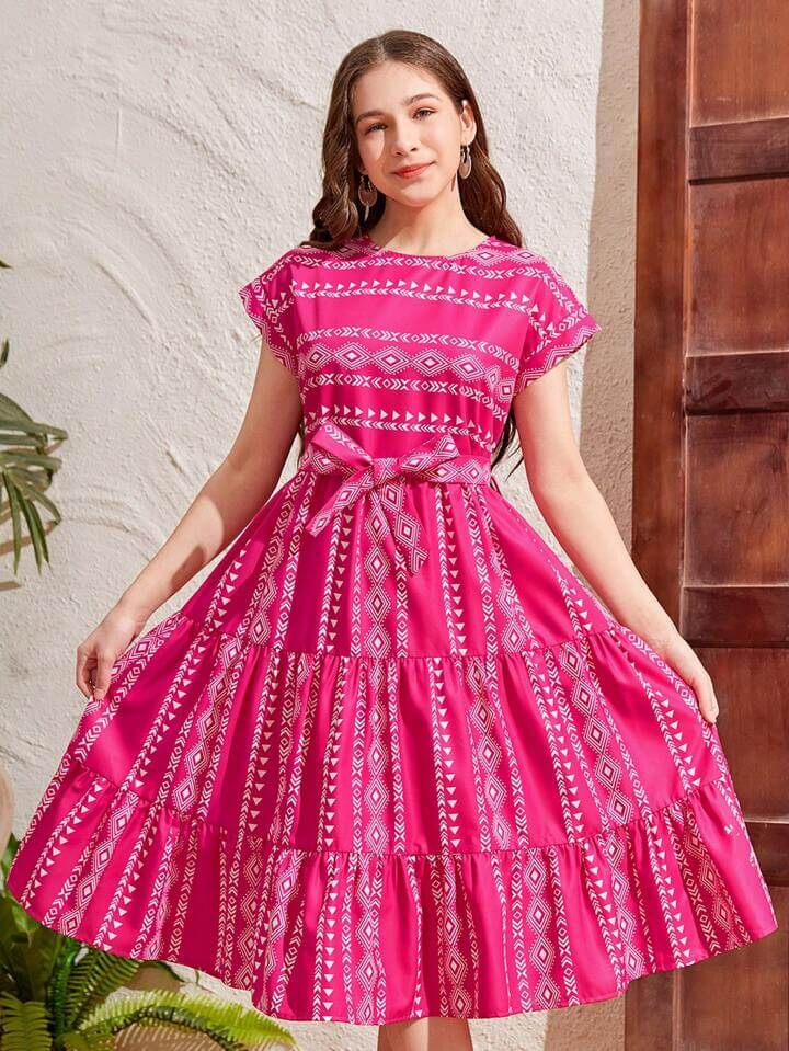 original image cute teen girl in red dress