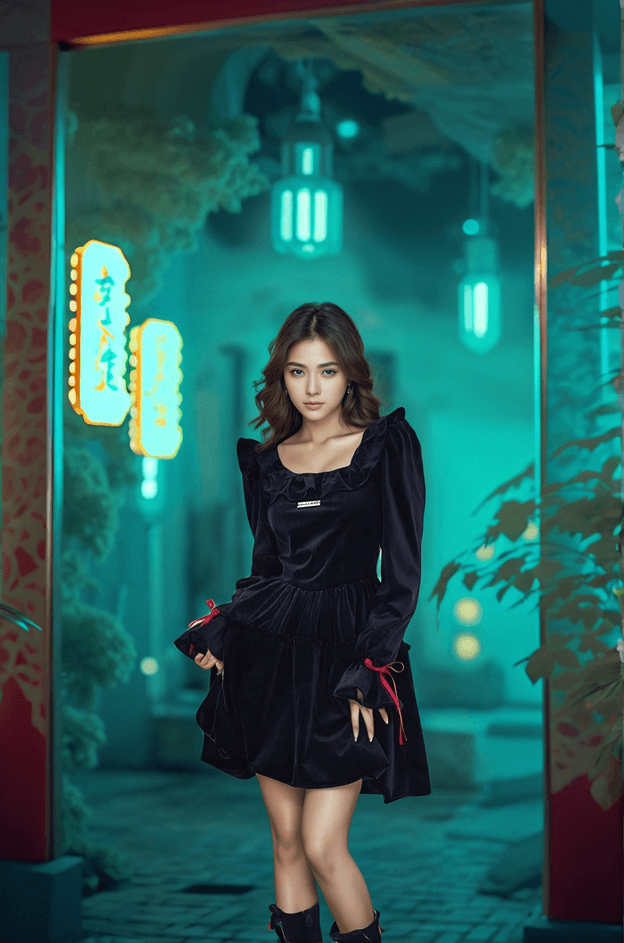 convert from cartoon dark anime girl to real girl