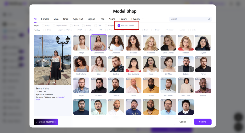 Weshop AI Model page