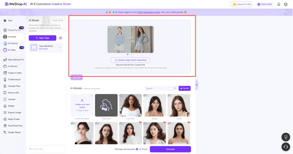 Weshop AI ai model web page