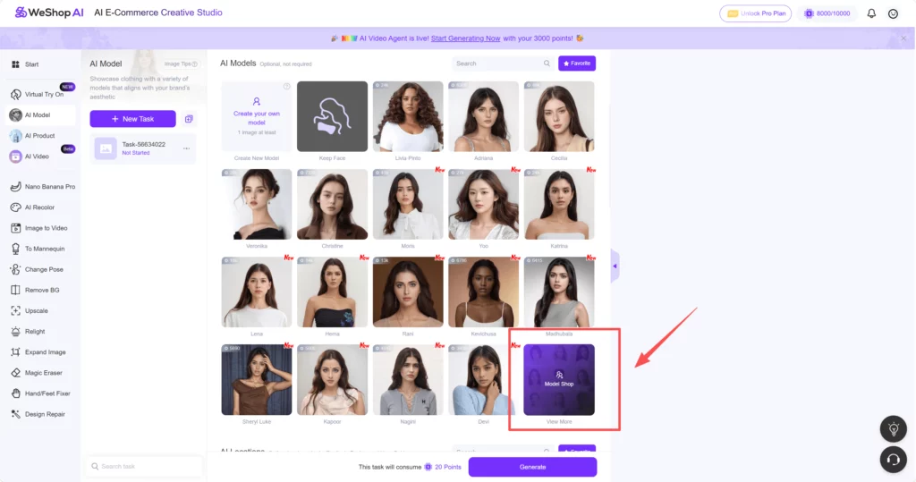 Weshop AI ai model web page