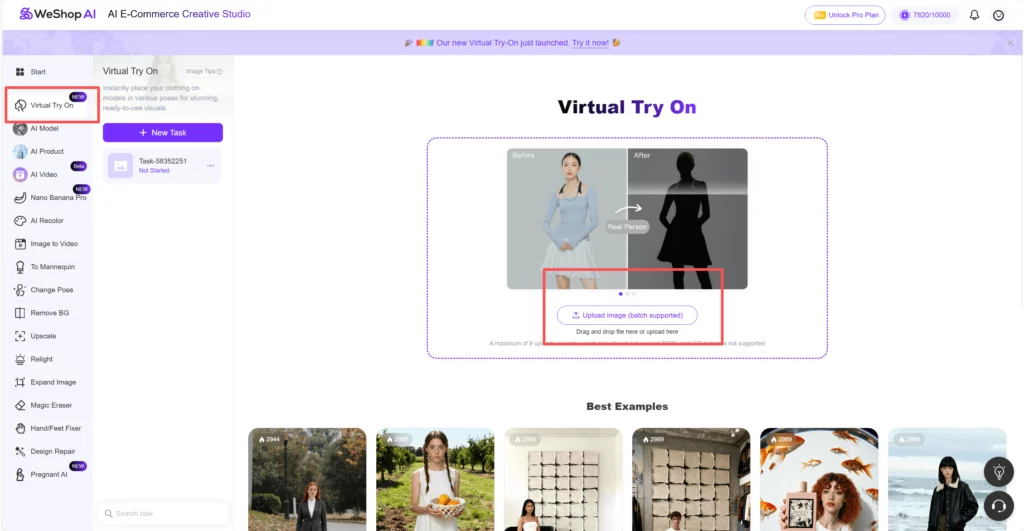 Weshop AI Virtual Try On Agent web page