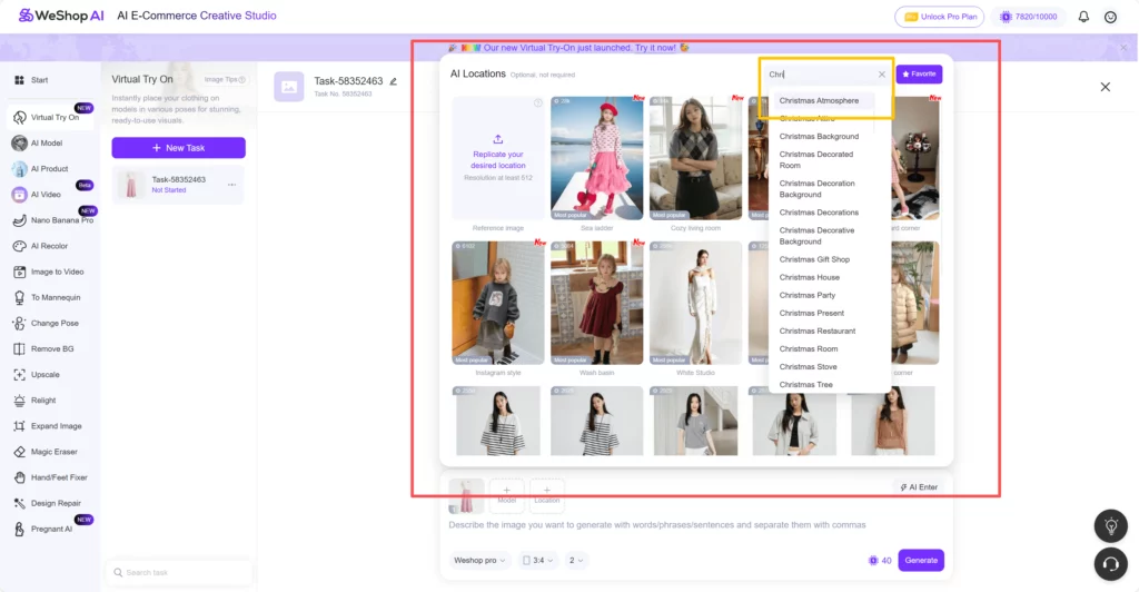 Weshop AI Virtual Try On Agent web page