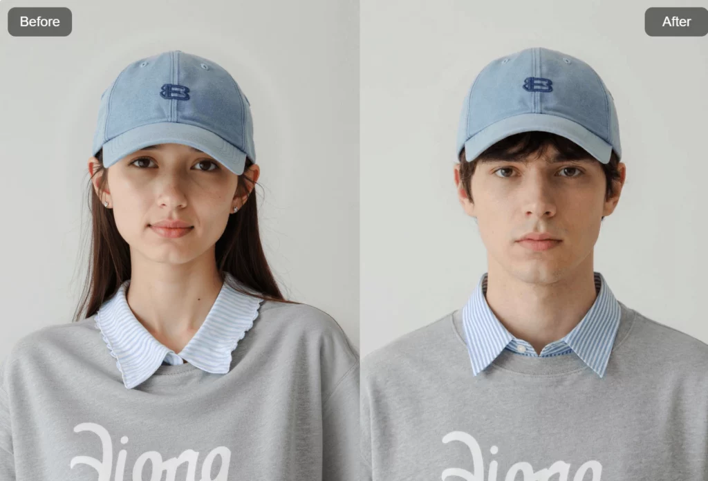 Weshop AI's gender swap tool generated image