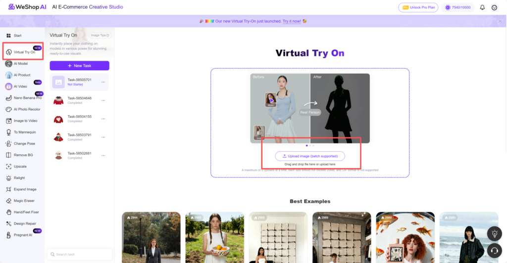 Weshop AI Virtual Try On web page