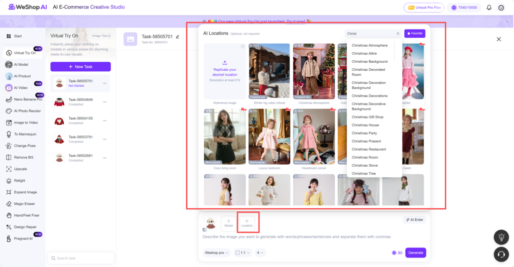 Weshop AI Virtual Try On web page