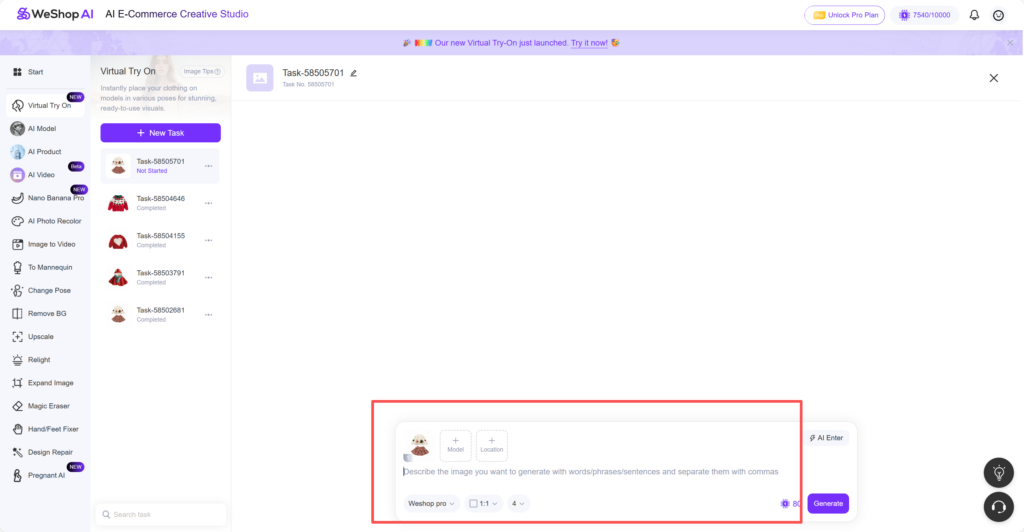 Weshop AI Virtual Try On web page