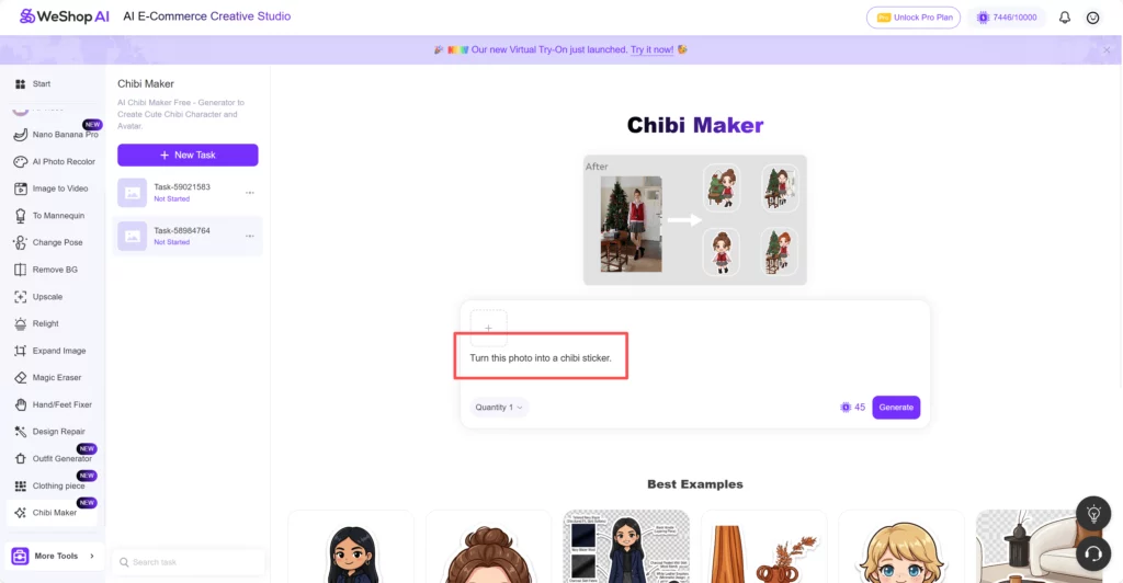 Weshop AI Chibi Maker web page