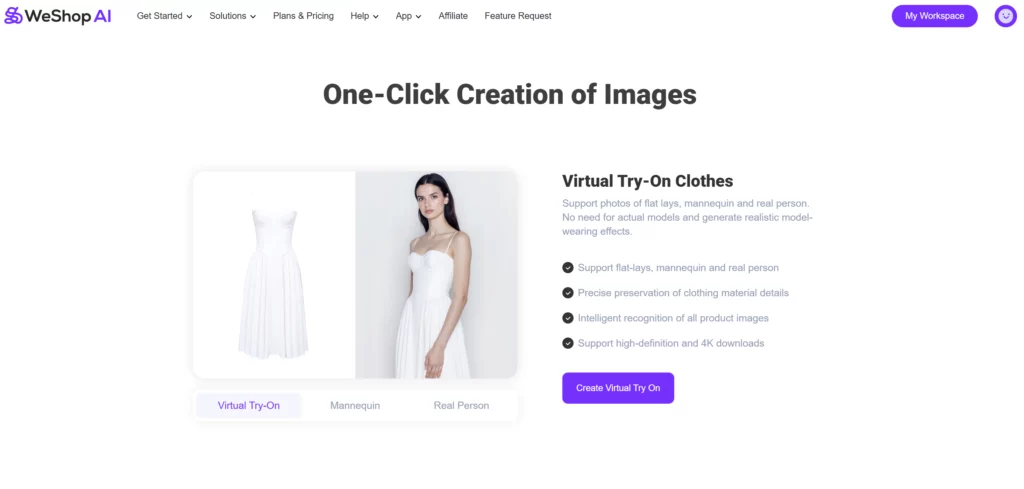 Weshop AI Virtual Try On web page