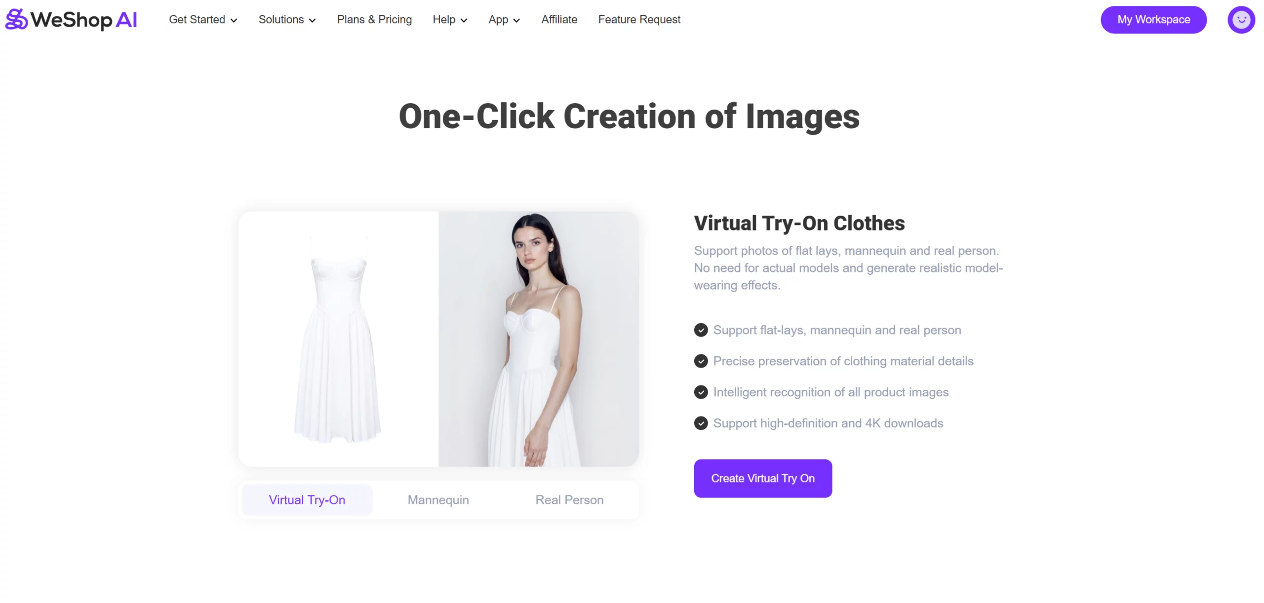 Weshop AI Virtual Try On web page