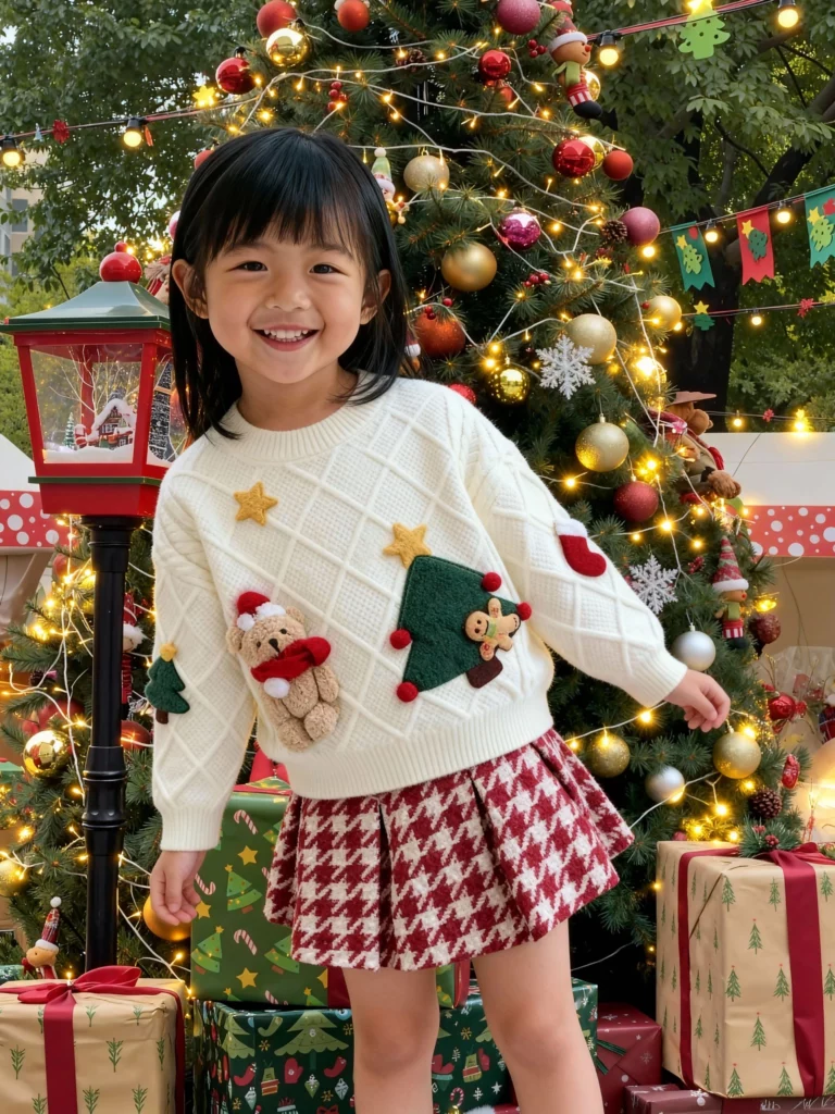 Weshop AI Virtual Try On generated Christmas kidswear images