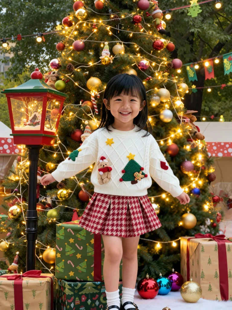 Weshop AI Virtual Try On generated Christmas kidswear images