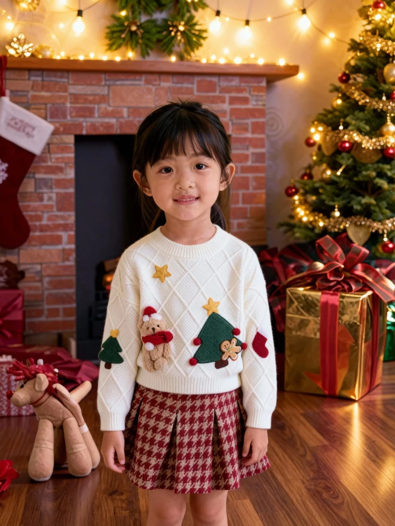 Weshop AI Virtual Try On generated Christmas kidswear images
