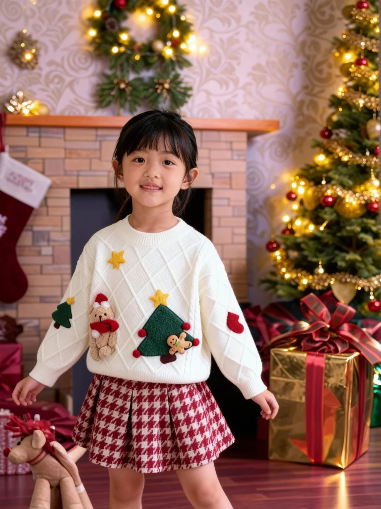 Weshop AI Virtual Try On generated Christmas kidswear images