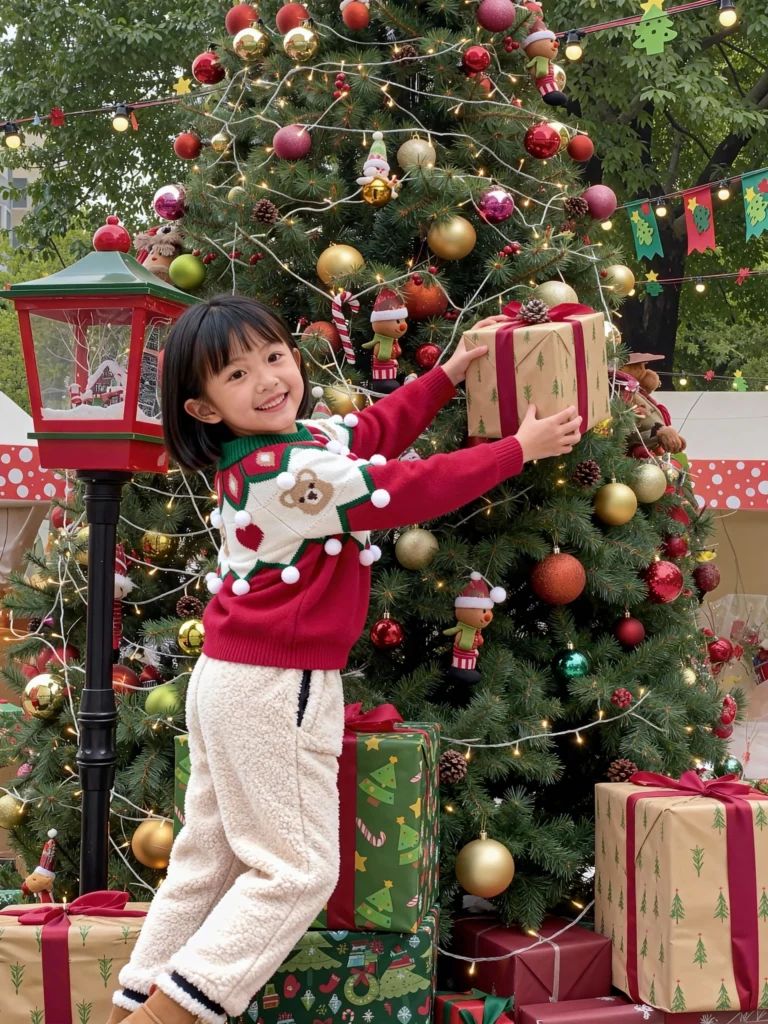Weshop AI Virtual Try On generated Christmas kidswear images