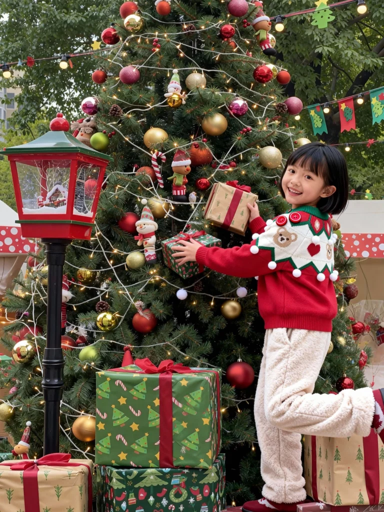 Weshop AI Virtual Try On generated Christmas kidswear images