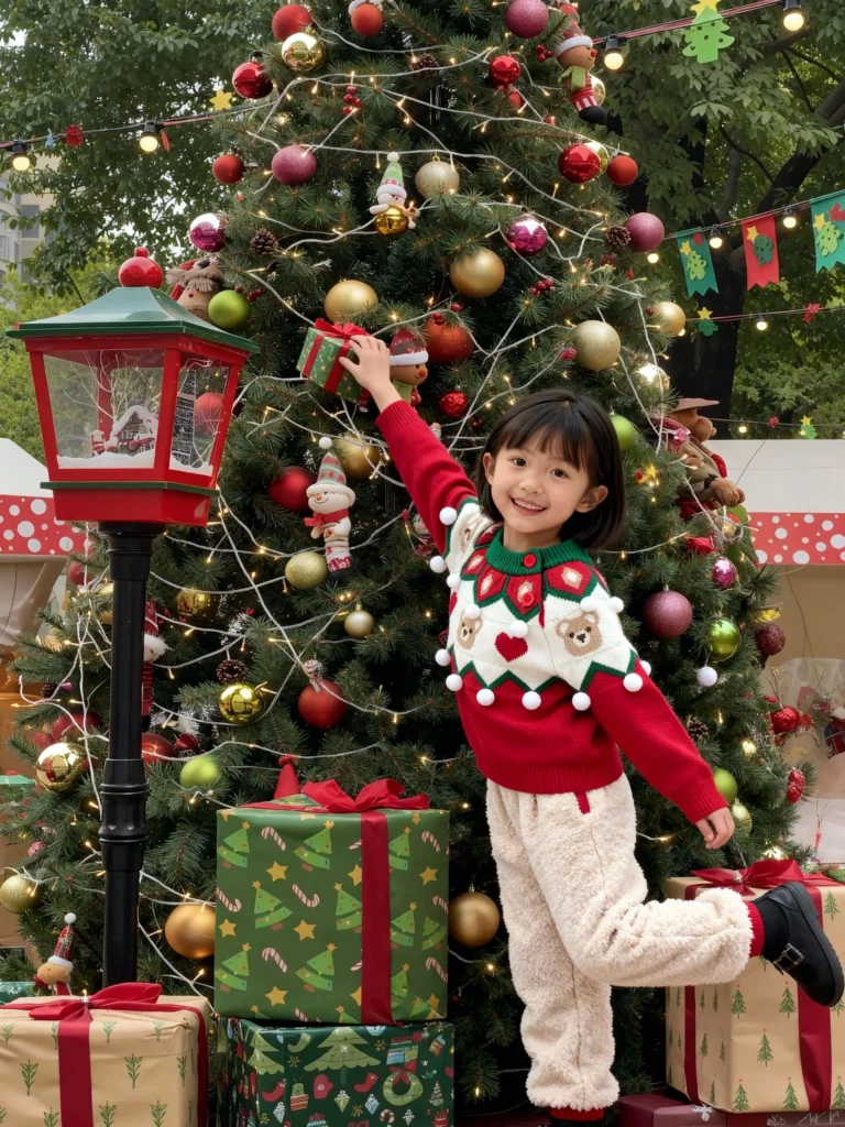 Weshop AI Virtual Try On generated Christmas kidswear images