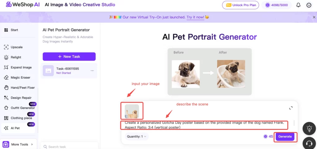 personalized dog posters by weshop ai