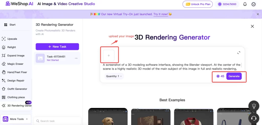 3D Rendering Generator by WeShop AI