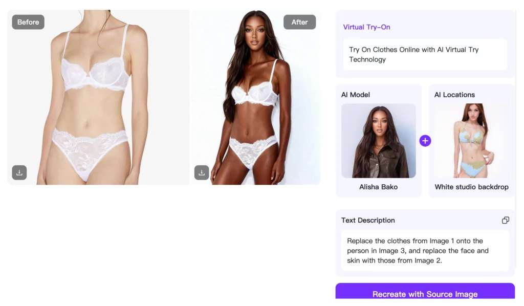 virtual try-on by weshop ai