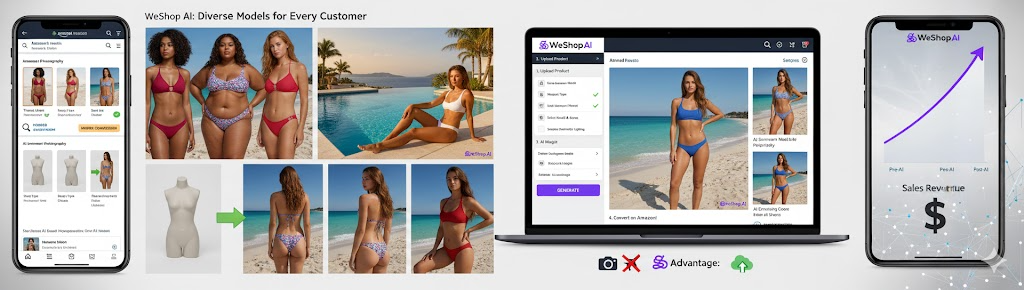 Amazon Swimwear Photography by WeShop AI